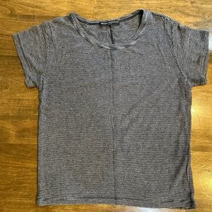Brandy Melville Black and White Striped Short Sleeve Tee